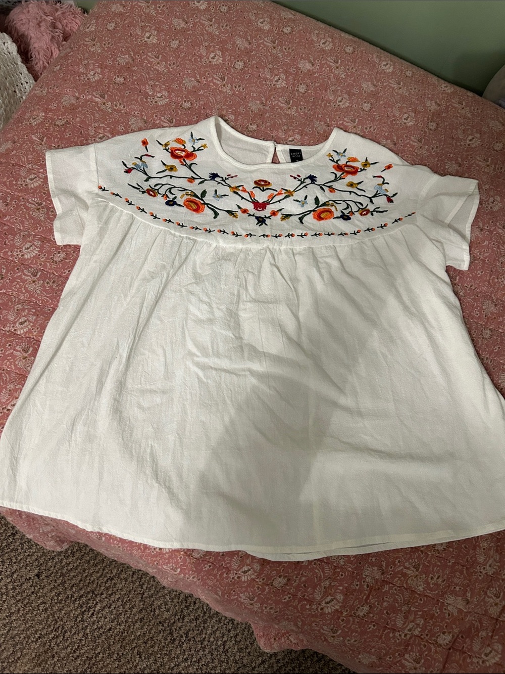 White Embroidered Floral Womens Shirt